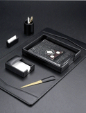 Black Leather Desk Pad Collection