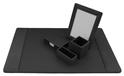 Black TopGrain Leather Five-Piece Desk Set