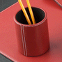 Detail of Leather Red Pen and Pencil Cup Holder