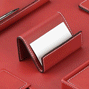 Leather Red Desk Business Card Holders, Business Card Stand