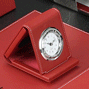 Leather Red Foldable Desk Clock