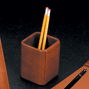 Leather Tan Pencil Cup Holder, Tan Leather Pen Box