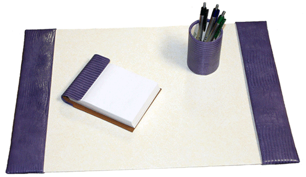 Small Croco Embossed Leather Desk Pad Set